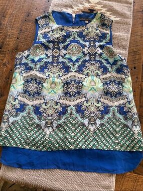 Rose & Olive Blue and Green Printed Sleeveless Camisole